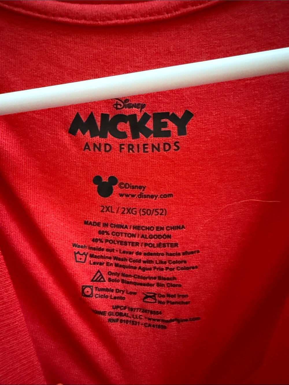 Disney Mickey Mouse Patriotic Americana Graphic T-Shirt Red Men’s 2XL USA Flag - Picture 3 of 3